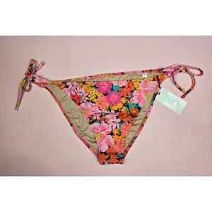 Shade & Shore Floral Print Side Tie Bikini Bottom Large